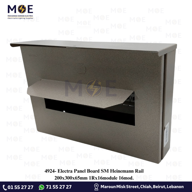 Electra Panel Board SM Heinemann Rail 200x300x65mm 1Rx16module 16mod. | تابلو حديد اشتراك سكة هنمن