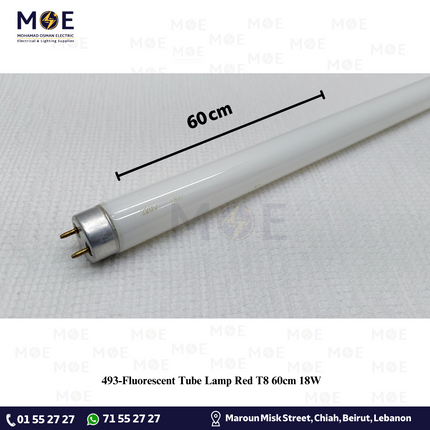 Fluorescent Tube Lamp Red T8 60cm 18W