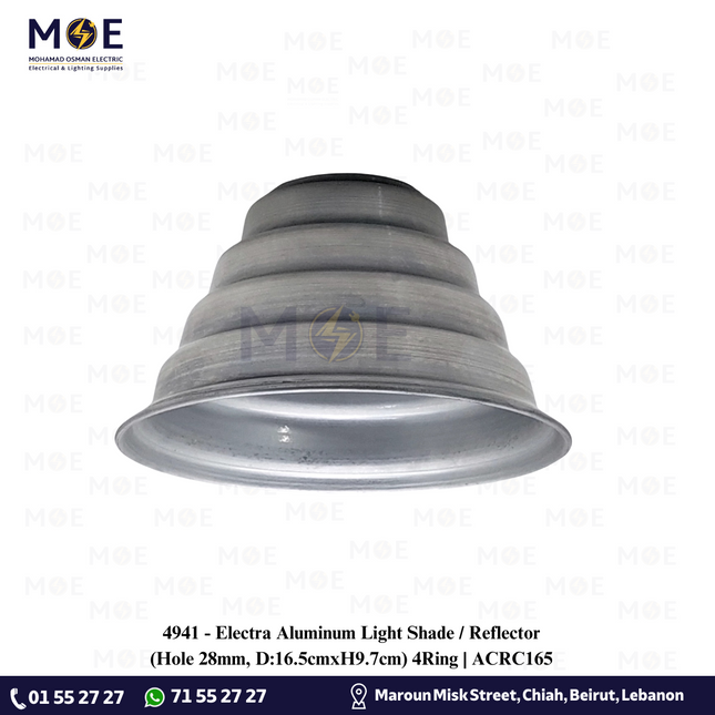 Electra Aluminum Light Shade / Reflector (Hole 28mm, D:16.5cmxH9.7cm) 4Ring | ACRC165