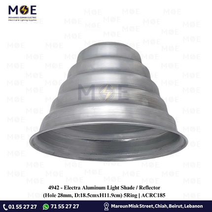 Electra Aluminum Light Shade / Reflector (Hole 28mm, D:18.5cmxH11.9cm) 5Ring | ACRC185