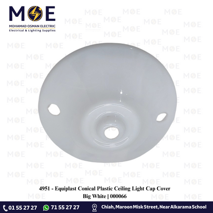 Equiplast Conical Plastic Ceiling Light Cap Cover Big White | 000066