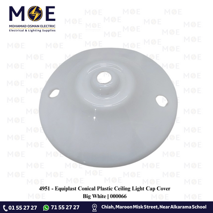 Equiplast Conical Plastic Ceiling Light Cap Cover Big White | 000066