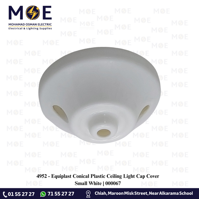 Equiplast Conical Plastic Ceiling Light Cap Cover Small White | 000067