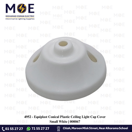 Equiplast Conical Plastic Ceiling Light Cap Cover Small White | 000067