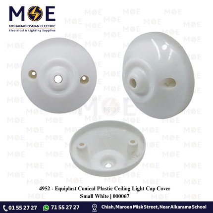 Equiplast Conical Plastic Ceiling Light Cap Cover Small White | 000067