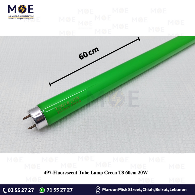 Fluorescent Tube Lamp Green T8 60cm 20W