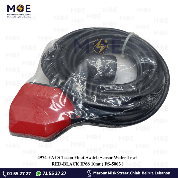 FAES Tecno Float Switch Sensor Water Level RED-BLACK IP68 10mt | FS-5003