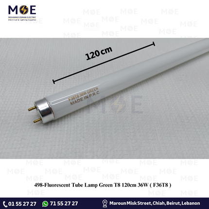 Fluorescent Tube Lamp Green T8 120cm 36W | F36T8