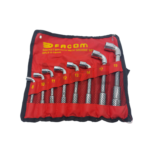 Facom Industrial L-Angled Socket Wrench Industrial Set 8Pcs 8-19mm