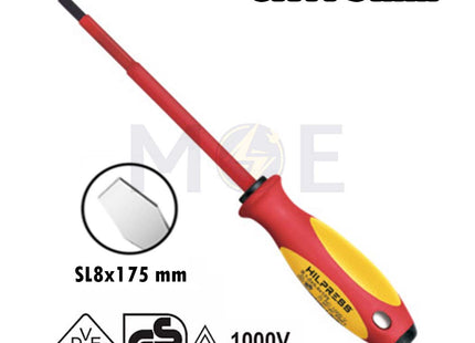 Hilpress Industrial Insulated Slotted Screwdriver 1000V 8X175mm | 17206