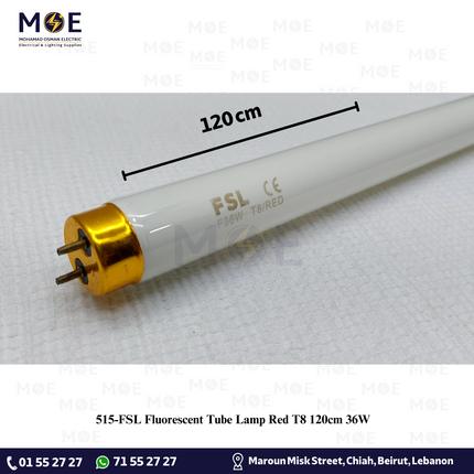 FSL Fluorescent Tube Lamp Red T8 120cm 36W