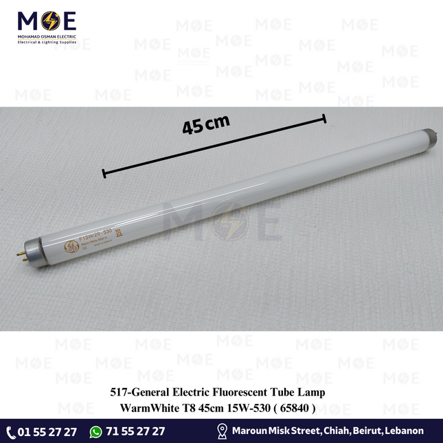 General Electric Fluorescent Tube Lamp WarmWhite T8 45cm 15W / 530 | 65840