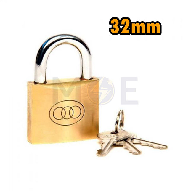 Tri-Circle Open Shackle Brass Padlock 32mm  QB-1918-93