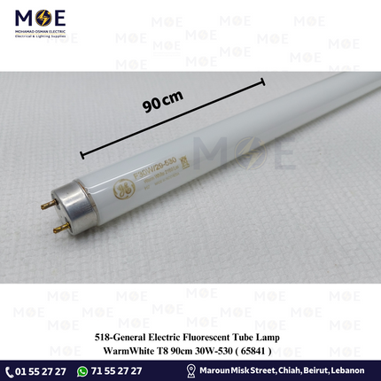 General Electric Fluorescent Tube Lamp WarmWhite T8 90cm 30W / 530 | 65841