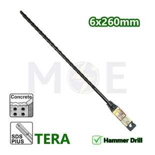 Tera SDS Plus Hammer Drill Bit 6mm (TL:260mm , WL:200mm)