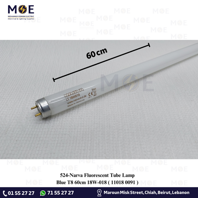 Narva Fluorescent Tube Lamp Blue T8 60cm 18W / 018 | 11018 0091 | لمبة فلورسنت تيوب ازرق