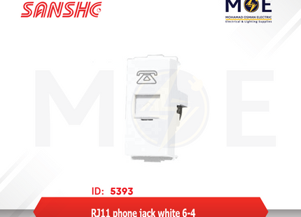 Sanshe Telephone Socket | RJ11 phone jack white 6/4 | KH1115-001311 | بريز تلفون ابيض