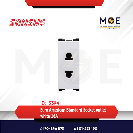 Sanshe Euro American Standard Socket outlet White 16A | KH1114-001308