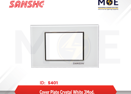 Sanshe Cover Plate Crystal White 3module | N41-301 | بلاك بلاستيك كريستال ابيض