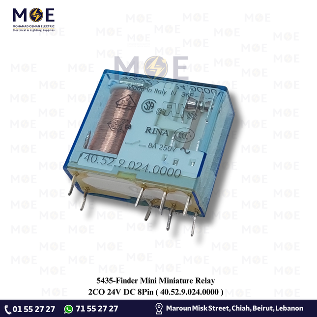 Finder Mini Miniature Relay 2CO 24V DC 8Pin | 40.52.9.024.0000 | ريليه ميني