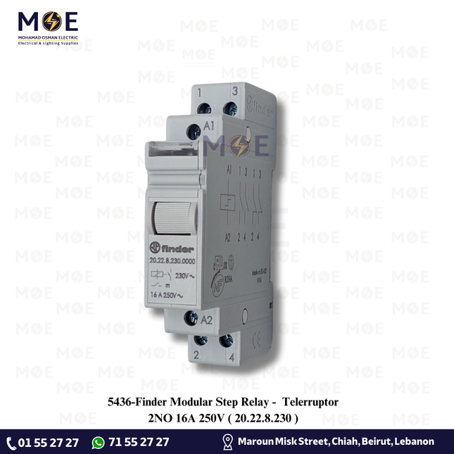 Finder Modular Step Relay / Telerruptor 2NO 16A 250V | 20.22.8.230 | تيليربتور