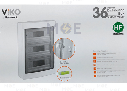 Viko IP40 Surface Mount Distribution Board Smoked Door 314x440x105mm 3Rx12module 36module | 90912136-veko36ds | تابلو بلاستيك ظاهر غطا مفيم