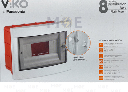 Viko IP40 Flush Mount Distribution Board Smoked Door 230x175x74mm 1Rx8module 8module | 90912008-veko8dm | تابلو بلاستيك مخفي غطا مفيم