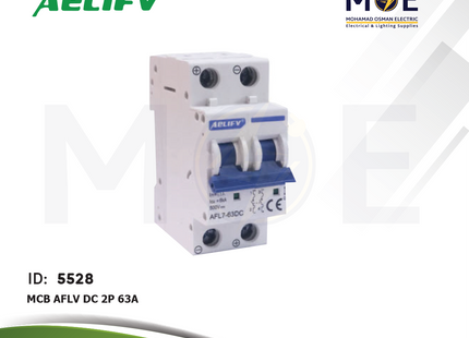 Aelifv MCB AFLV DC 2P 63A | AFL7-63DC-263 | دجنتور كهرباء مجوز - قاطع كهربائي