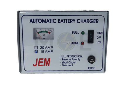 JEM Lead Acid Automatic Battery Charger 12V 15A