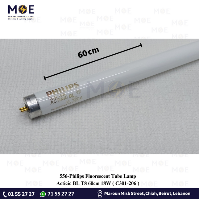 Philips Fluorescent Tube Lamp Acticic BL T8 60cm 18W | C301-206