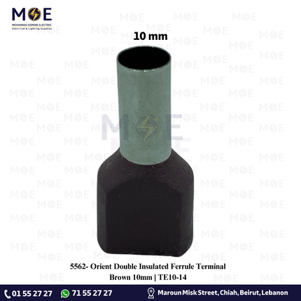 Orient Double Insulated Ferrule Terminal Brown 10mm | TE10-14