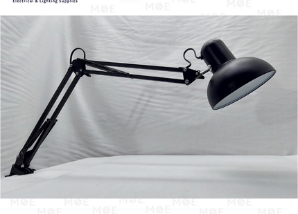 Desk Lamp with Clamp Swing Arm Desk Light & Power Switch Black E27 | غلوب طاولة ملزمة للدراسة مع مفتاح اسود