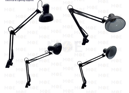 Desk Lamp with Clamp Swing Arm Desk Light & Power Switch Black E27 | غلوب طاولة ملزمة للدراسة مع مفتاح اسود