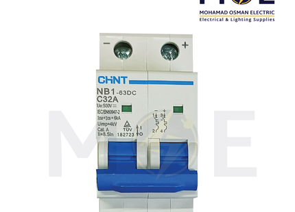 Chint MCB NB1-63 DC 6kA 2P C 32A | 182723 | دجنتور كهرباء مجوز - قاطع كهربائي