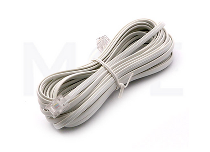 Telecom Extension Cable RJ11 Male-Male White 5mt