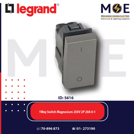 Legrand Arteor 1Way Switch Magnesium 250V 2P 20A 0-1 | 11572513