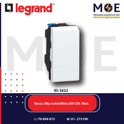 Legrand Mosaic 2Way Switch White 250V 1P 20A 1module | 1174036