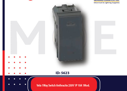 Legrand Vela 1Way Switch Anthracite / Dark Gray / Black 250V 1P 10A 1module | 11683076 | مفتاح مفرد اسود فحمي