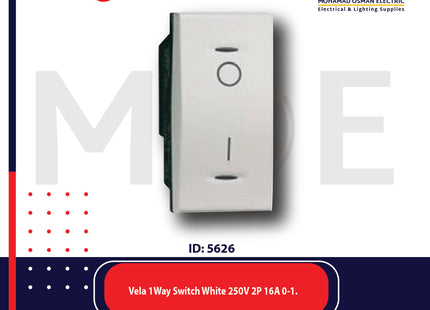 Legrand Vela 1Way Switch White 250V 2P 16A 0-1. | 11687002 | مفتاح مفرد خطين ابيض