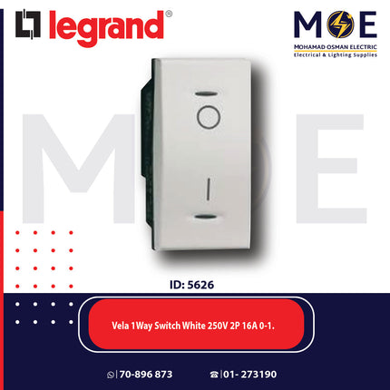 Legrand Vela 1Way Switch White 250V 2P 16A 0-1. | 11687002