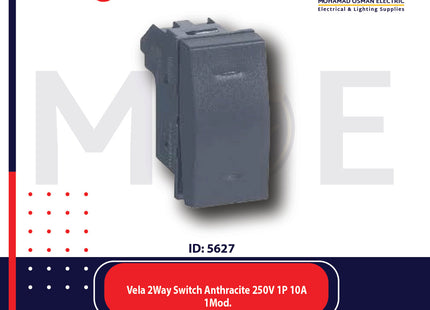 Legrand Vela 2Way Switch Anthracite / Dark Gray / Black 250V 1P 10A 1module | 11683077 | مفتاح دركسيون اسود فحمي