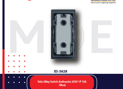 Legrand Vela 2Way Switch Anthracite / Dark Gray / Black 250V 1P 10A 1module | 11682730 | مفتاح دركسيون اسود فحمي بلا غطا