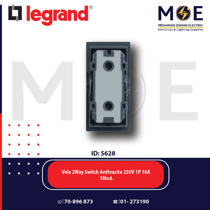 Legrand Vela 2Way Switch Anthracite / Dark Gray / Black  250V 1P 10A 1module | 11682730