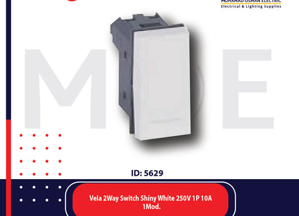 Legrand Vela 2Way Switch Shiny White 250V 1P 10A 1module | 11687003 | مفتاح دركسيون ابيض