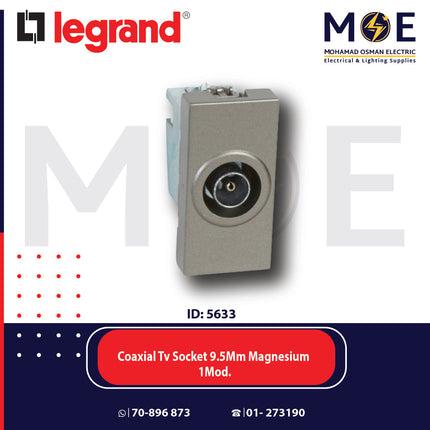 Legrand Arteor Coaxial TV Socket 9.5mm Magnesium 1Mod. | 011572664