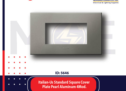 Legrand Arteor Italian/ Us Standard Square Cover Plate Pearl Aluminum 4module | 011575037 | بلاك رمادي المنيوم