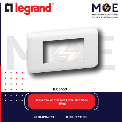 Legrand Mosaic Italian Standard Cover Plate White 4module | 01175080