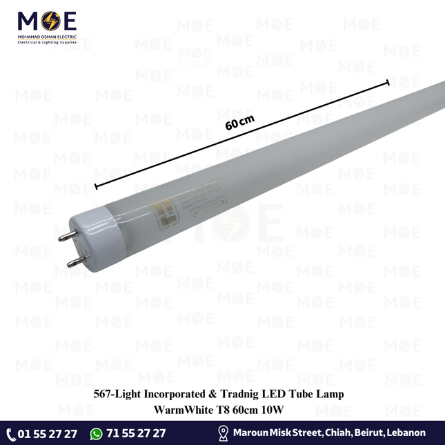 Light Incorporated & Tradnig LED Tube Lamp WarmWhite T8 60cm 10W