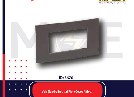 Legrand Vela Quadra Neutral Plate Cocoa 4module | 011685806 | بلاك كاكاو