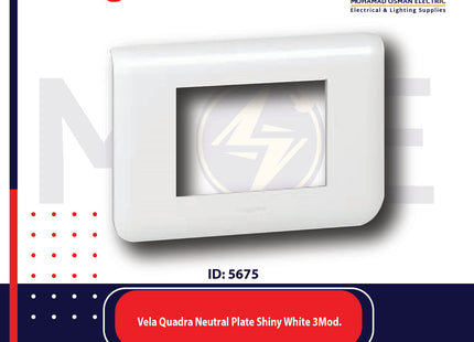 Legrand Vela Quadra Neutral Plate Shiny White 3module | 011685641 | بلاك اببض لميع